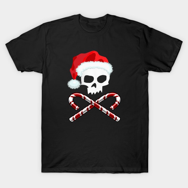 Santa Skull & Candy Canes T-Shirt by SoCalErich